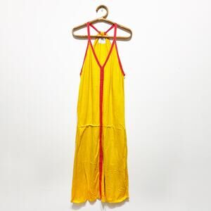 Pitusa marigold yellow jersey maxi dress embroidered accents Size: S